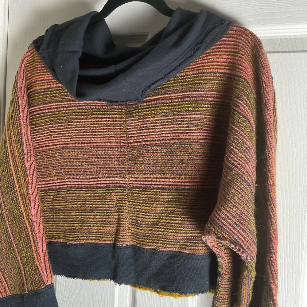 Multicolor Free People Easy Street Cropped Chunky Knit Sweater size small